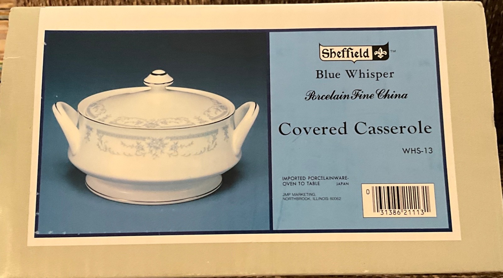 VTG-1985 New in Box- Sheffield Blue Whisper Round Covered Casserole (#WHS-13)