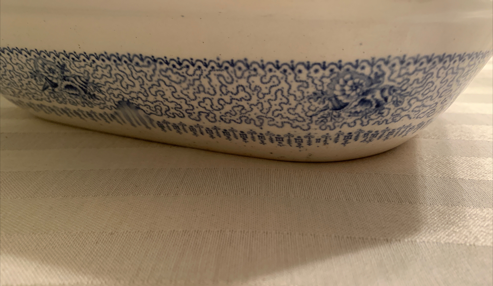 Lucern China Blue & White Lucern Bowl- Outdoor Scene- Man/Women-11 X 9 X 2.
