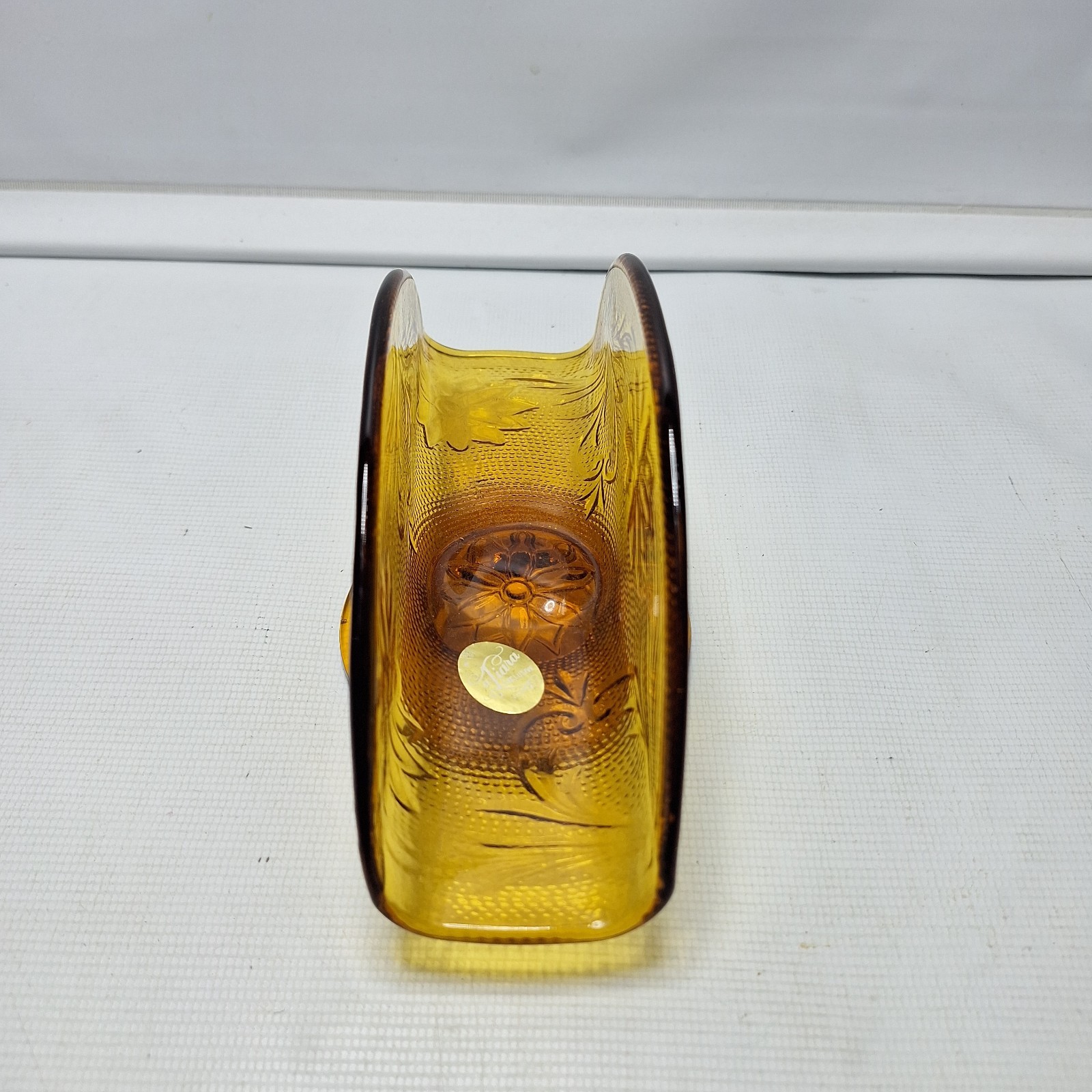 Vintage Indiana Tiara Pressed Sandwich Glass Amber Napkin Holder Letter Holder