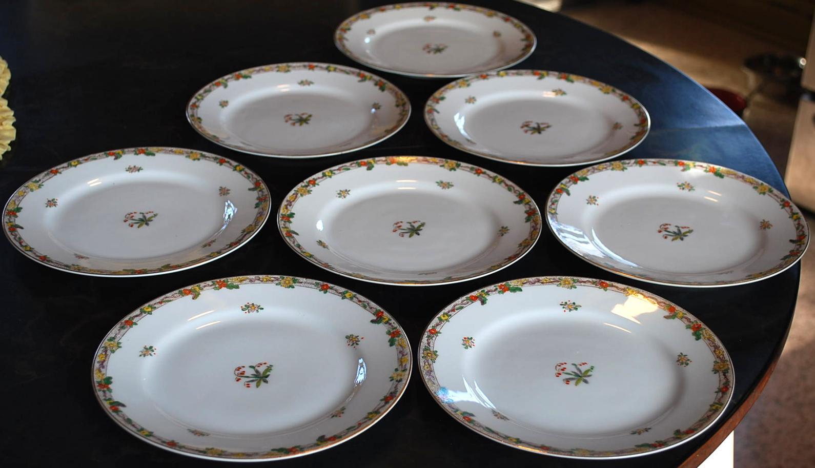 8 Antique NORITAKE M Dessert Plates HAND PAINTED NIPPON NIGHTSHADE BERRIES Gold