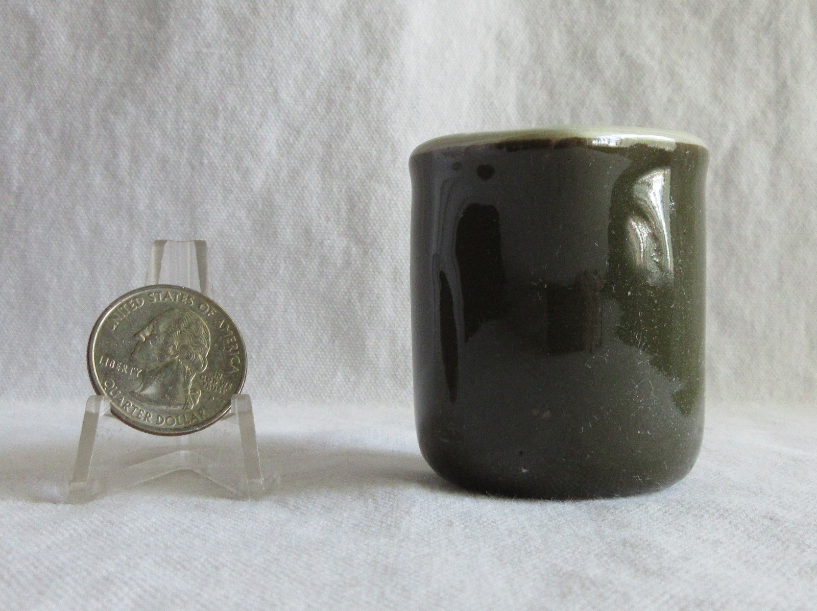 Vintage restaurant ware creamer – white inside and dark green outside ironstone