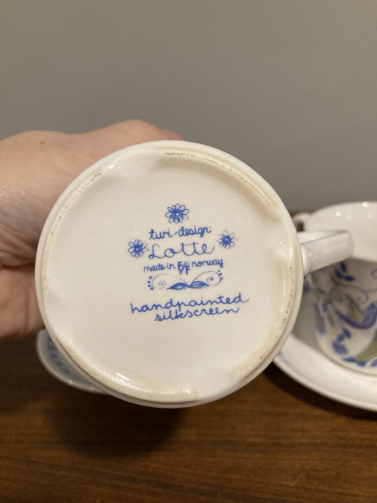 Vtg Figgjo Flint Lotte Pattern Tea Cup and Saucer Norway by Turi Set Of 2