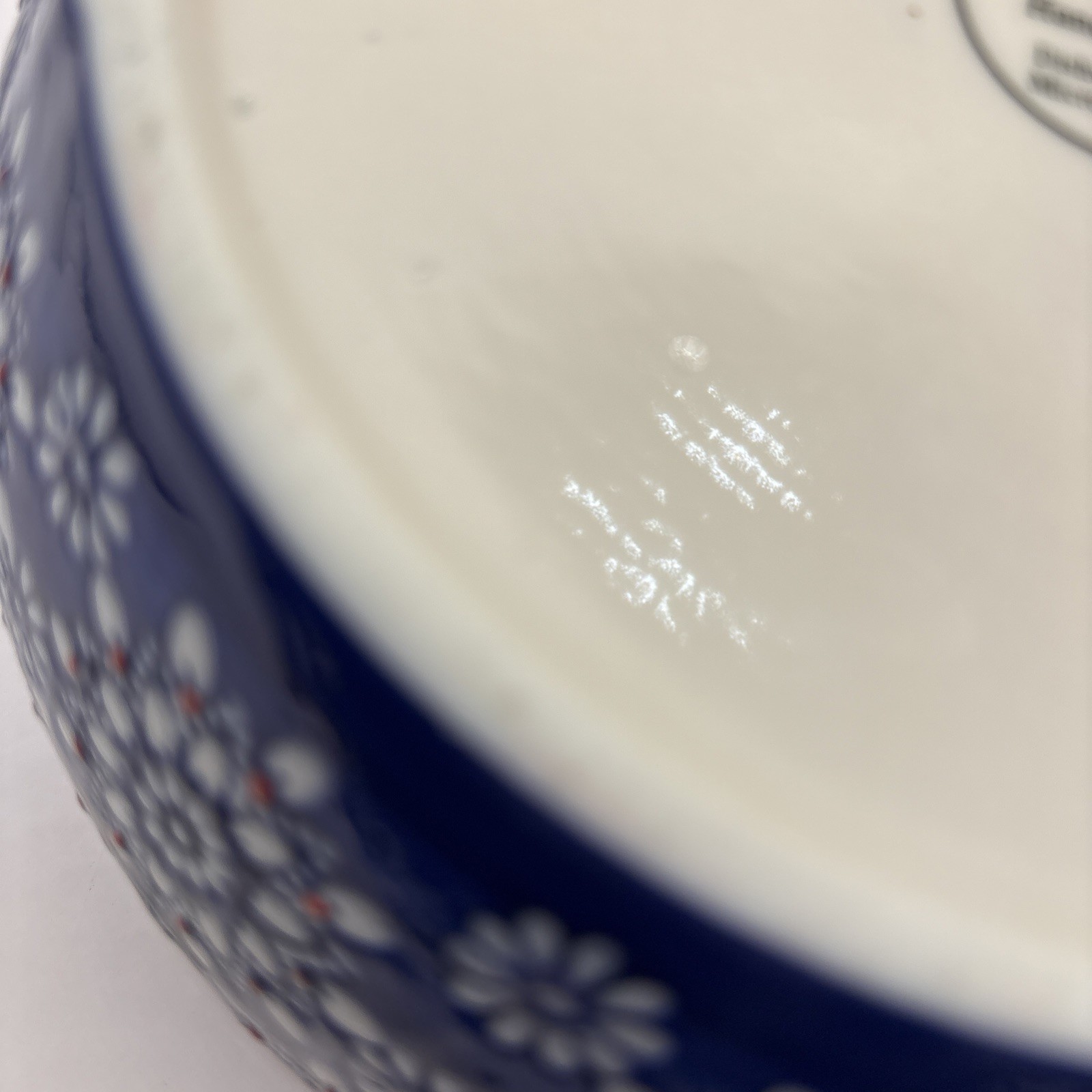 VTG Yokohama Studio Blue White Red Floral Hand Painted Ceramic Bowl 7″ x 3″