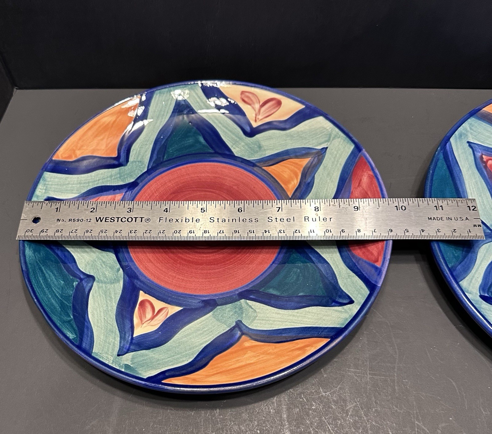4 Gail Pittman 9 3/4” Dinner Plates Red Azalea Signed Hand Painted 1988 / 1995