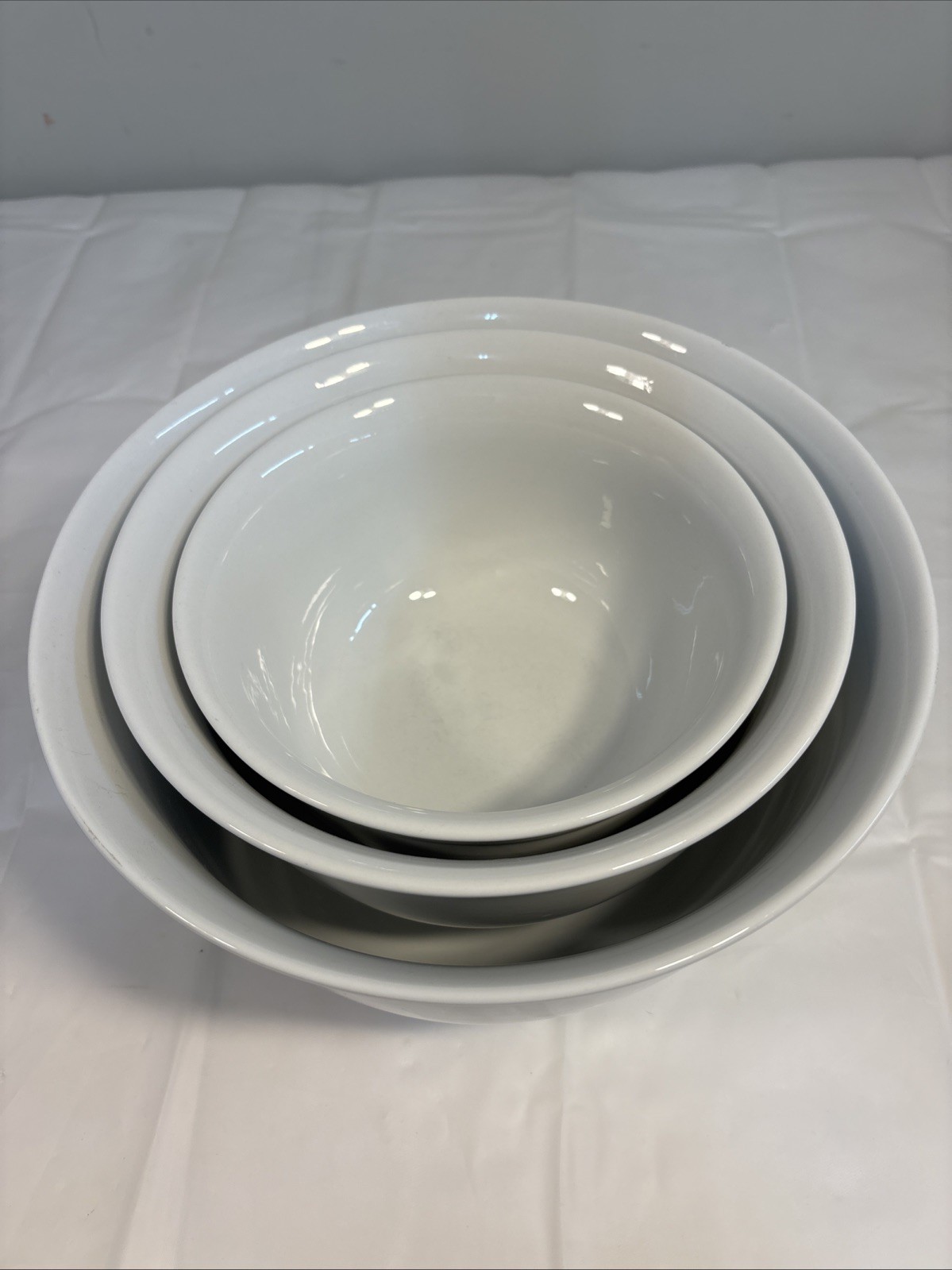Food Network Ceramic Nesting Mixing Serving Bowls Set Of 3 White