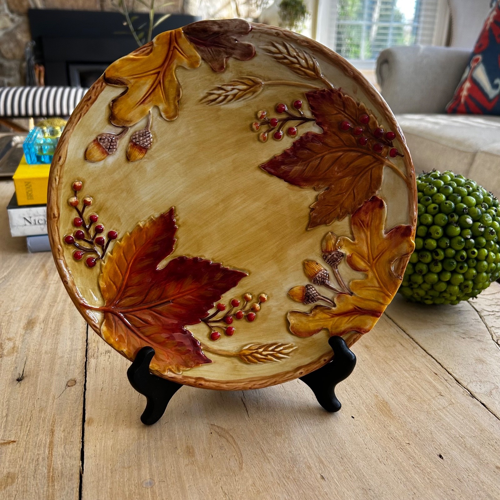 Fitz and Floyd Classics Harvest Gourmet Canape Plate Acorns Thanksgiving Fall
