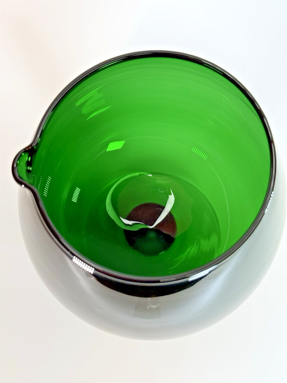 Beautiful Hand Blown Dark Green Footed Barware 48oz Pitcher