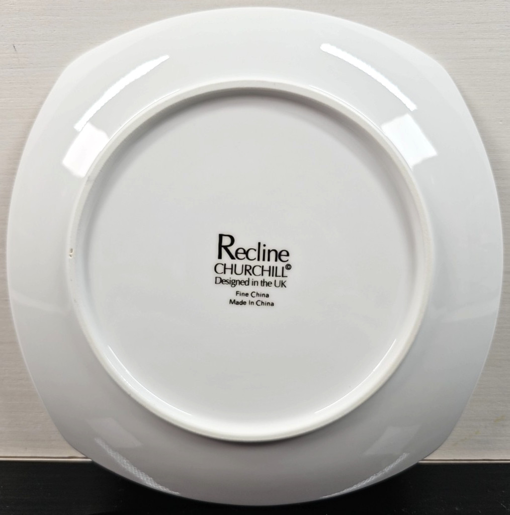 3 Churchill Recline Square Salad Plate Set White Elegant Serving Dining Dish Lot
