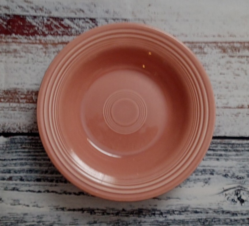 VINTAGE HLC FIESTA 8- 1/2″ RIMMED SOUP/DEEP PLATE 1950-1959 ROSE EUC