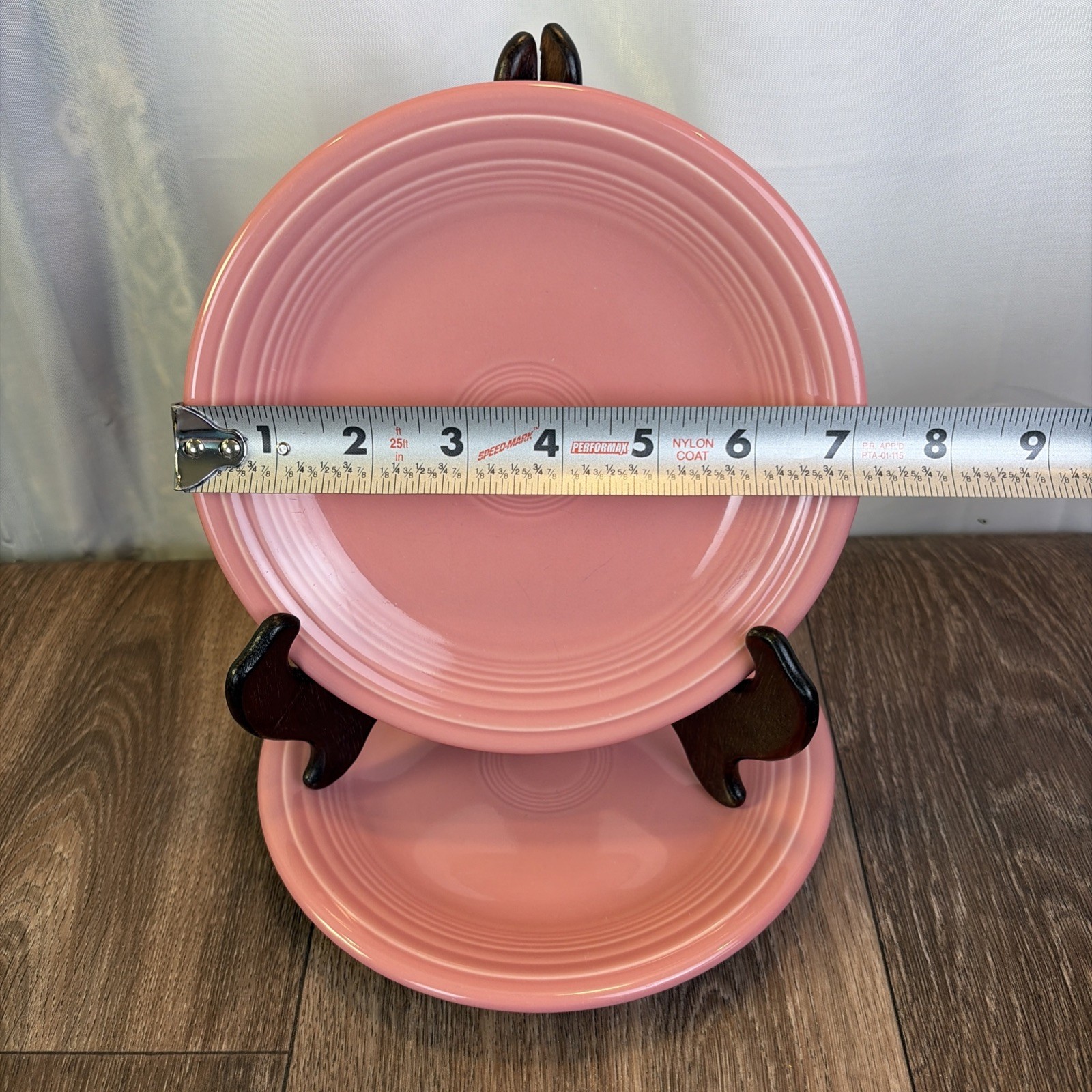 2 Fiesta Ware Homer Laughlin Rose Pink Salad Dessert Plates 7 1/4″ Classic Rim