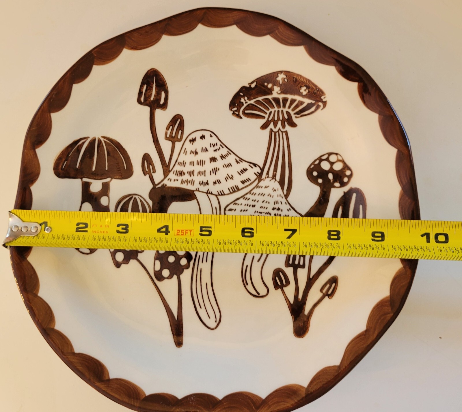Potter’s Studio 3ct Luncheon Dinner Mushroom Plates Asymmetrical 10” Brown