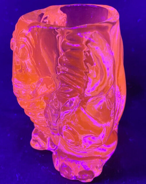 Blue Vaseline glass Circus elephant toothpick Q-tip holder uranium match crying