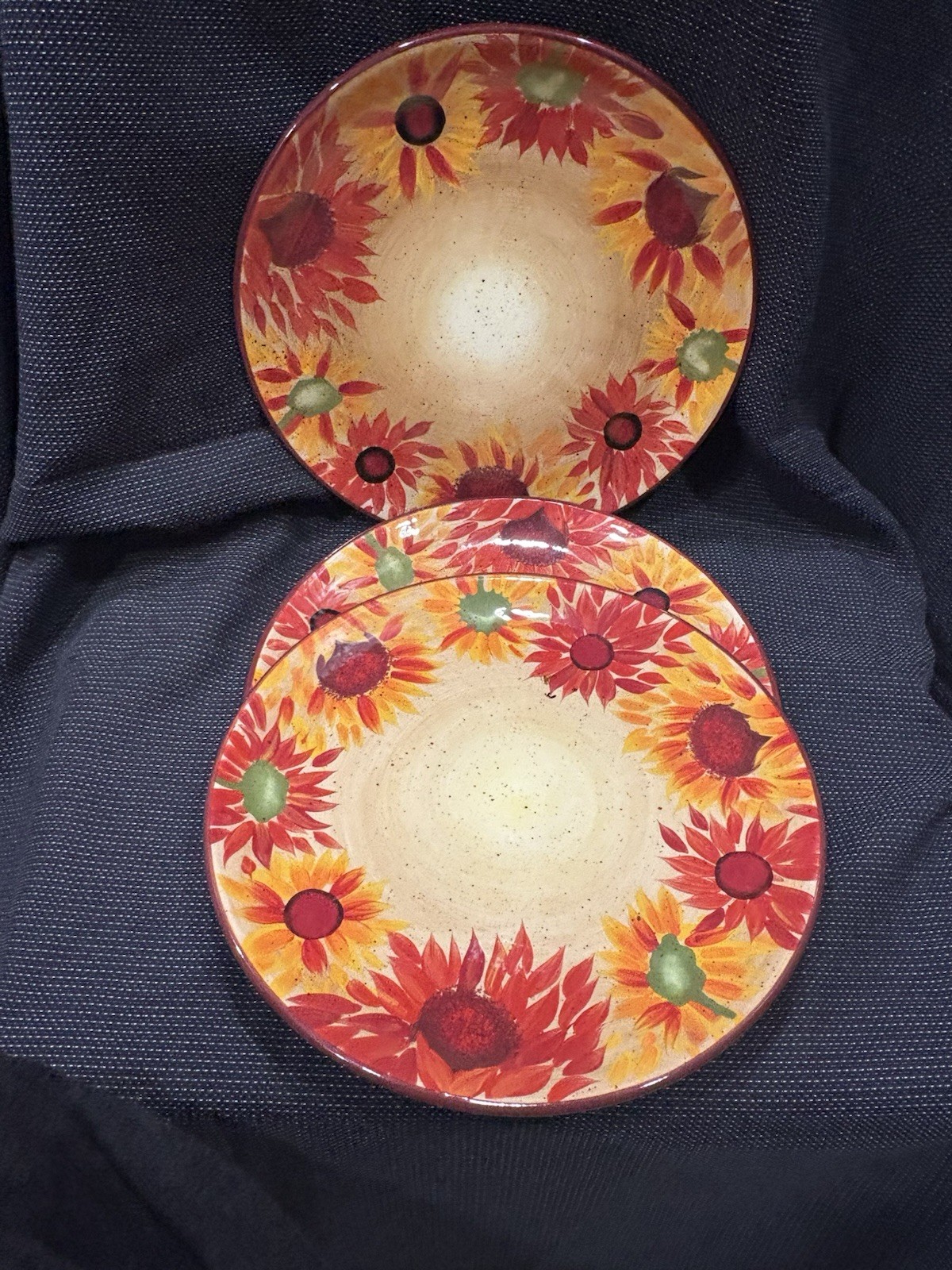 Three (3) Pfaltzgraff EVENING SUN 11 3/4” Chop Plates (Hand Painted)