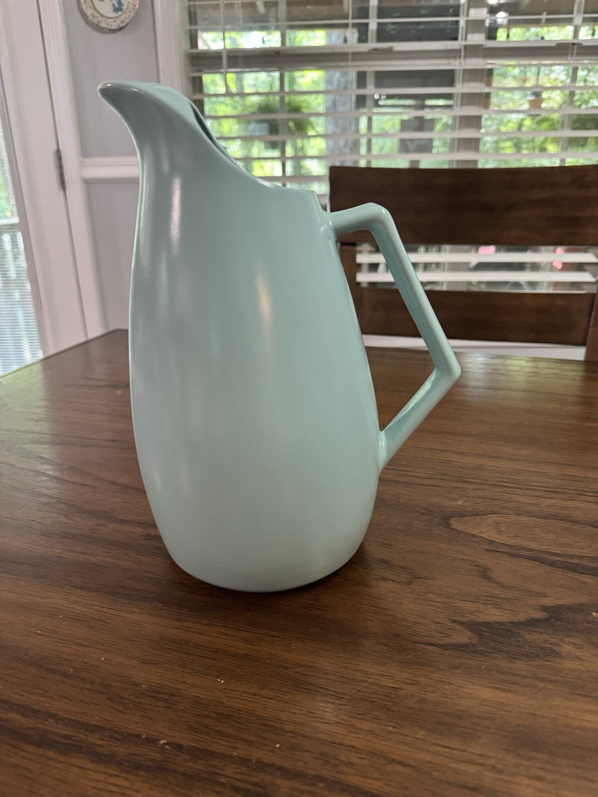 VTG La Solana Pottery Ceramic Water Pitcher Aqua Color MCM