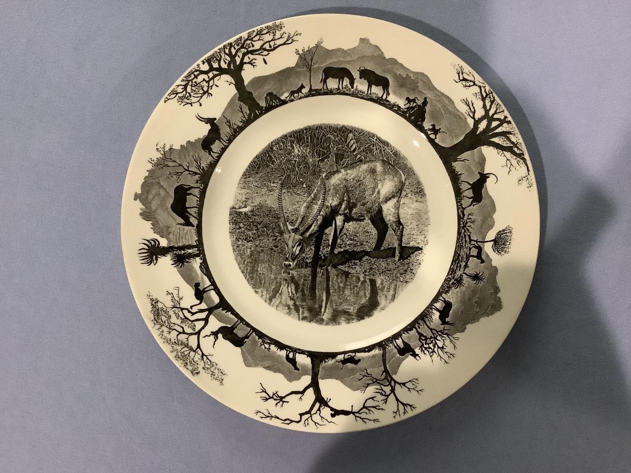 Wedgwood Kruger National Park Waterbuck 1st edition 10 3/4″ dinner plate ca 1963