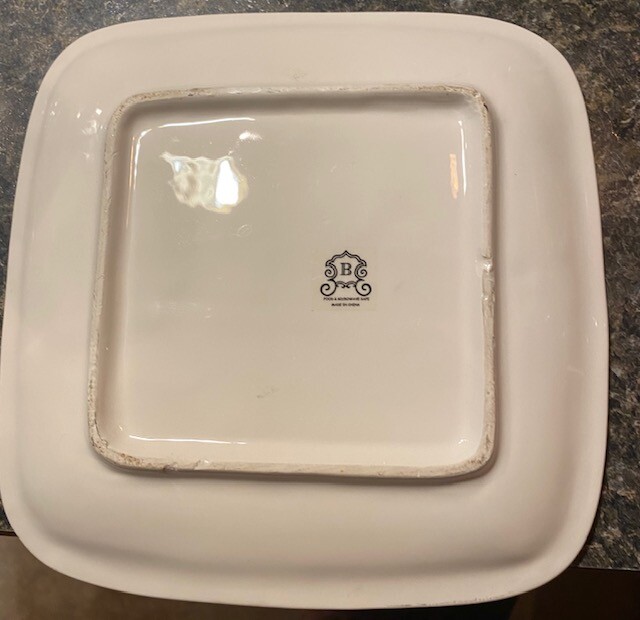 Vintage Ceramic Square White Pink & Green Floral Plate…only 1