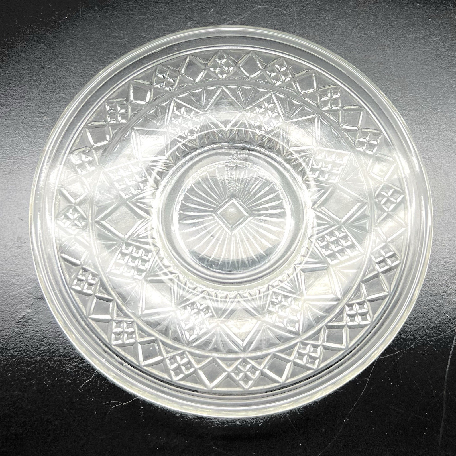 1950s Set of 2~Hazel Atlas~ GOTHIC Big Top Peanut Butter~ Crystal Luncheon Plate