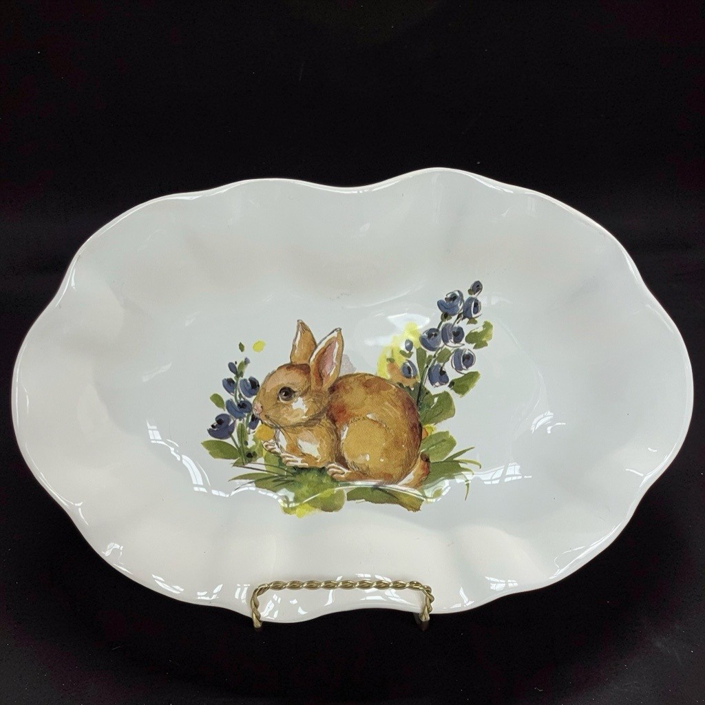 Vintage Valori Home Italian Ceramic Bunny Serving Plate – Easter – Made in Italy