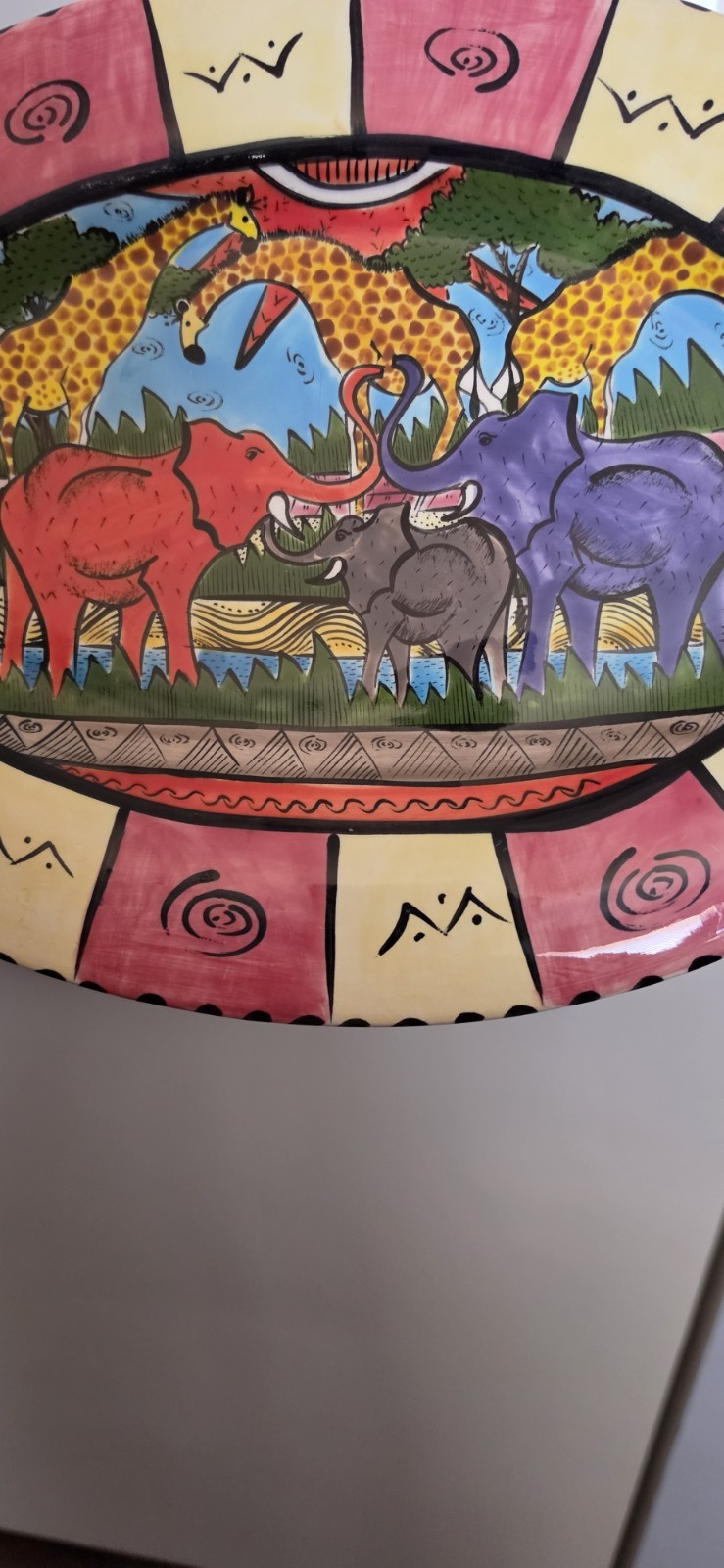 Collectable Penzo Zimbabwe Hand-Painted African Safari Ceramic Platter, Signed