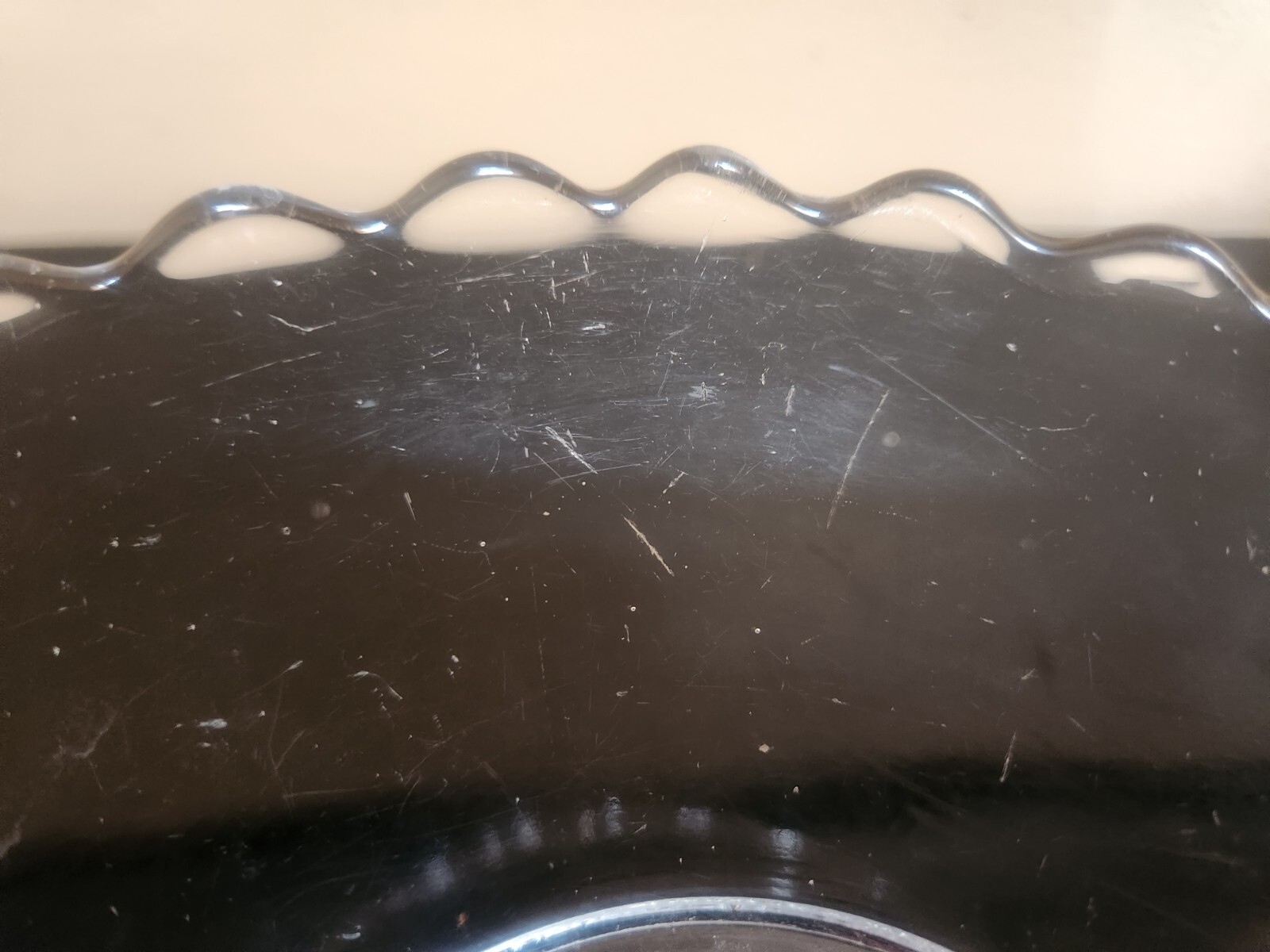 Vintage Clear Glass Pedestal Bowl; 7.5″ diameter; 3.75″ height