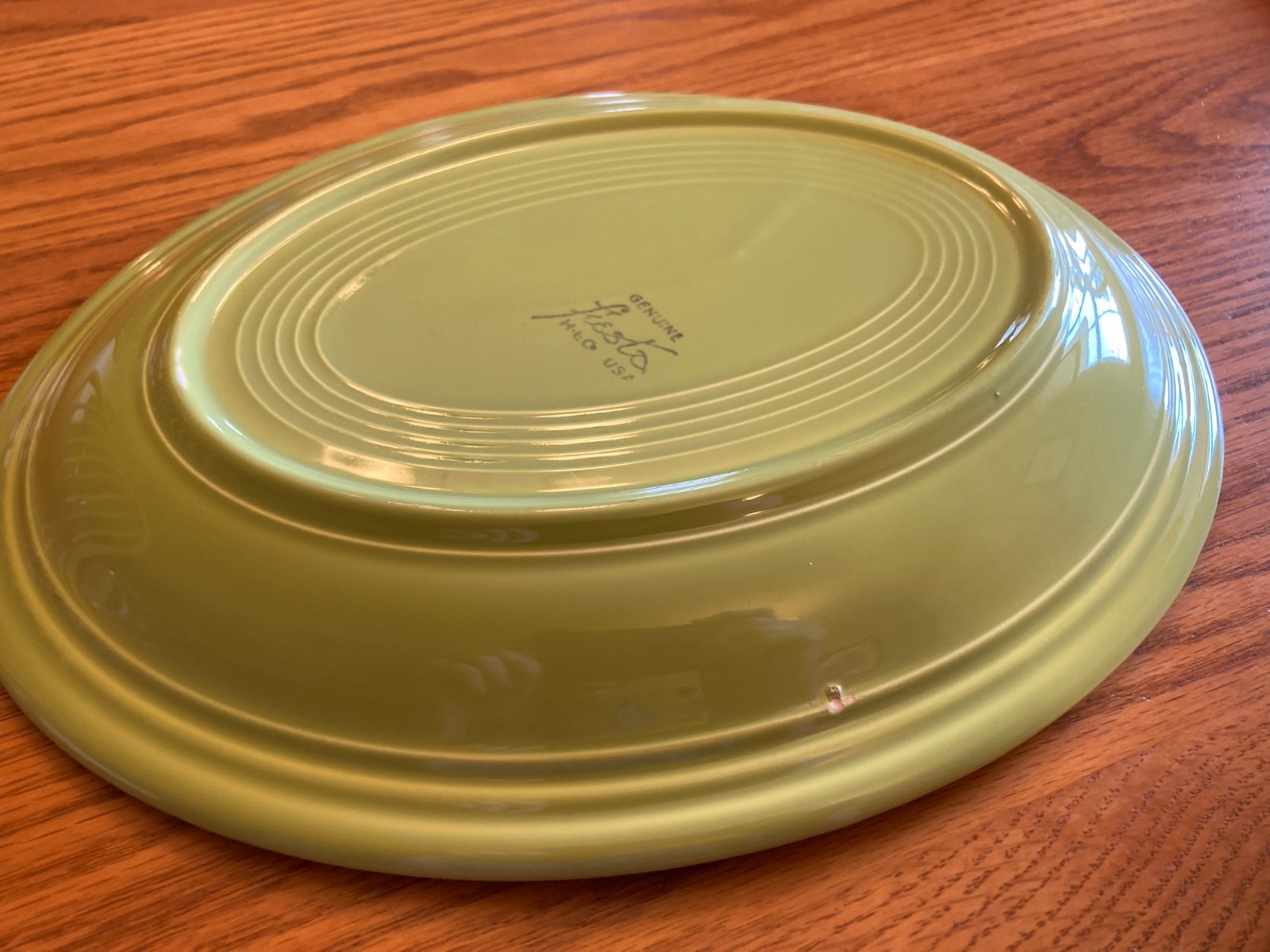 Vintage Fiestaware – 1950s 12″ Oval Serving Platter in chartreuse (1951-1959)