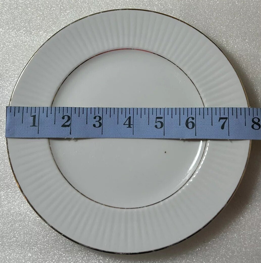 2 Gibson Housewares Plates White With Silver Trim 7.75in Replacements Vintage