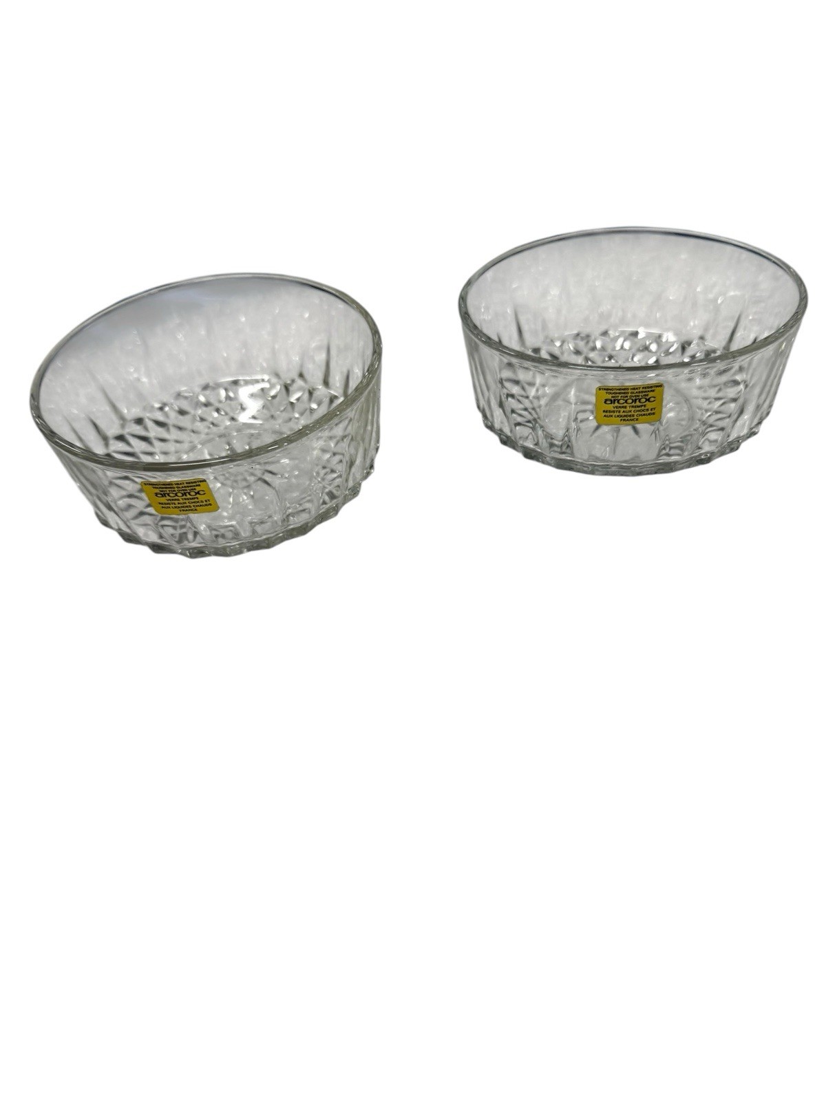Set Of 5 Vintage Arcoroc France Small Bowl Dessert Fruit Cut Glass Starburst 4”