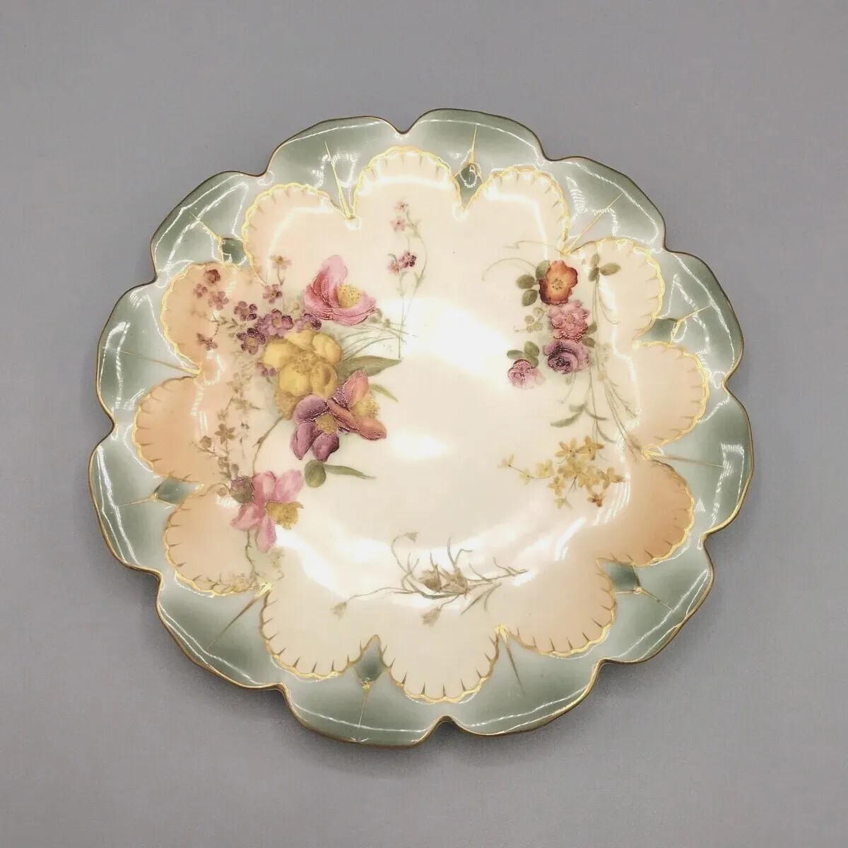 Royal Worcester Plate England Bone China 8½” Sage Scalloped Signed Antique Rare