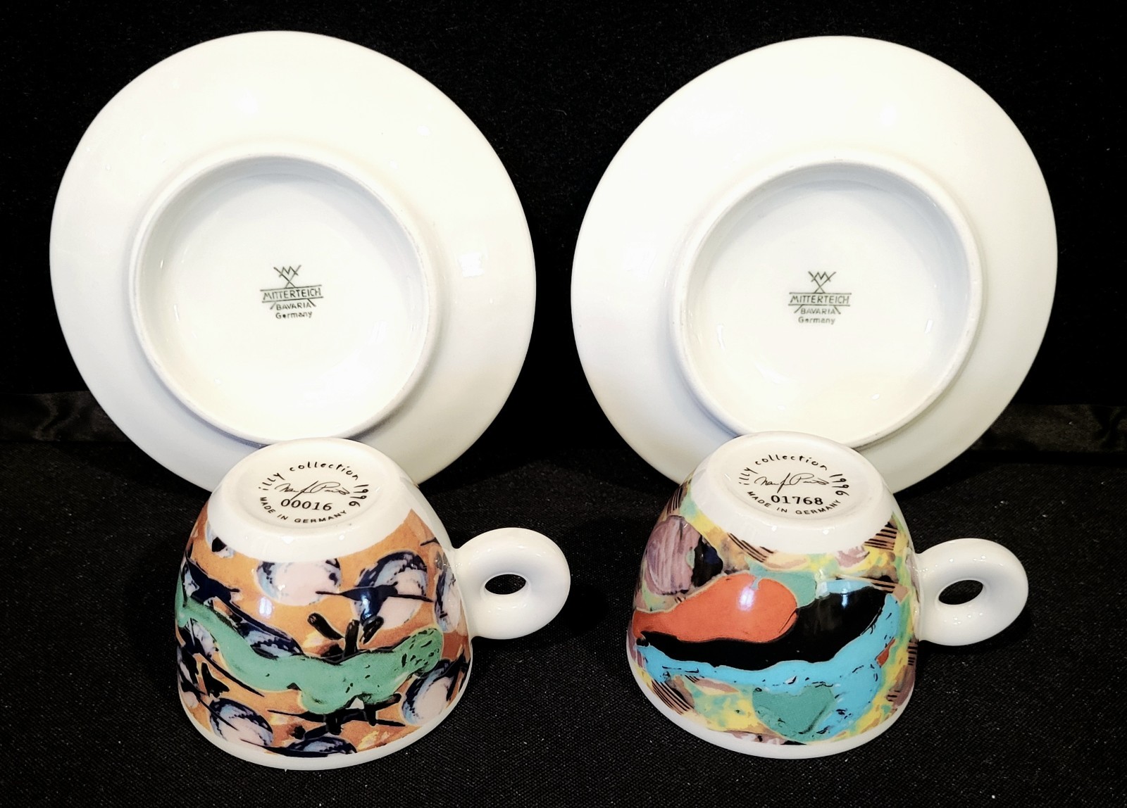 MITTERTEICH ILLY COLLECTION SET OF 6 ESPRESSO CUPS AND SAUCERS 1996 VINTAGE