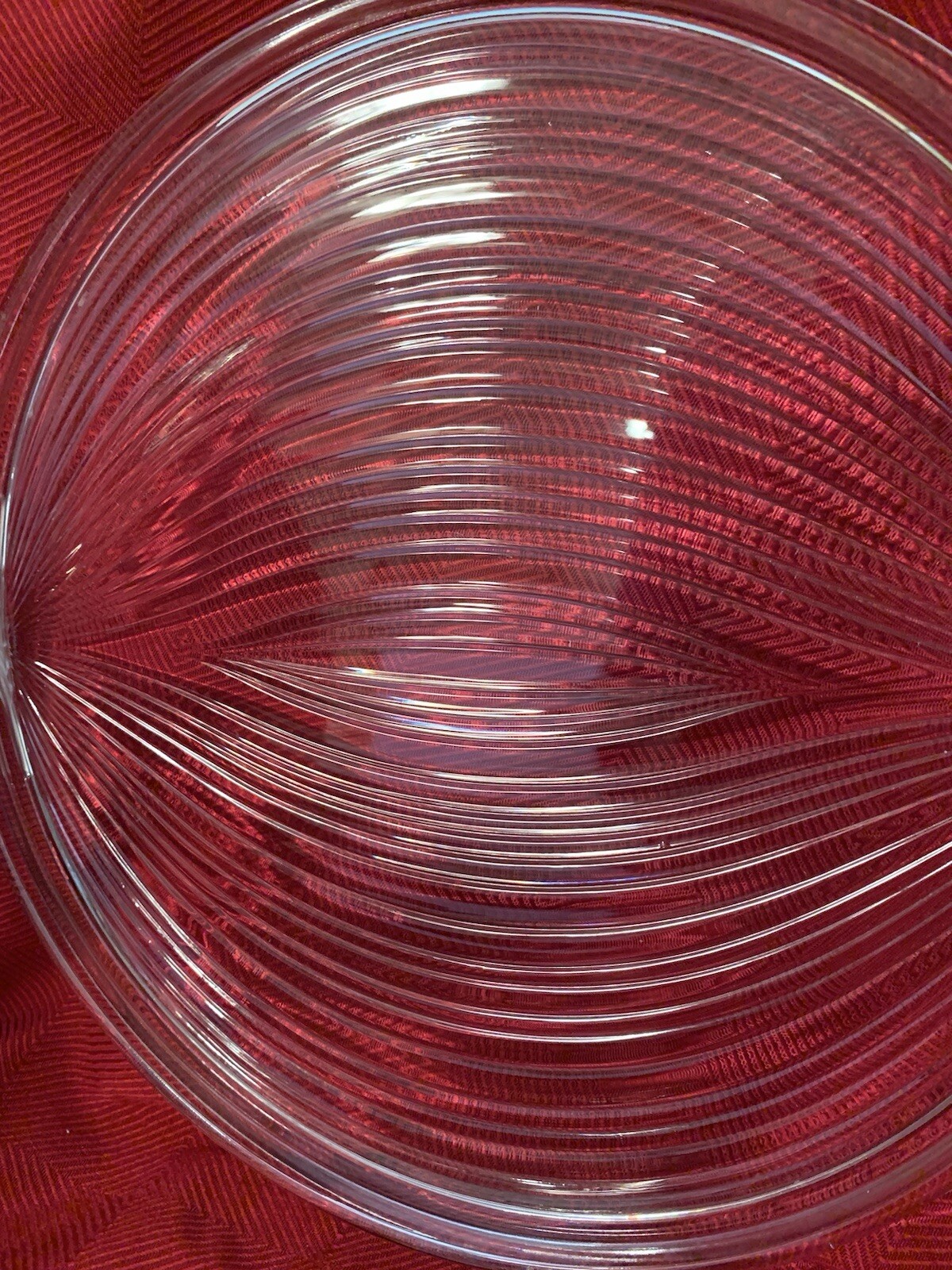 Mikasa Walther Neoclassical Crystal Ribbed Round Frosted Handles 13”Platter EUC