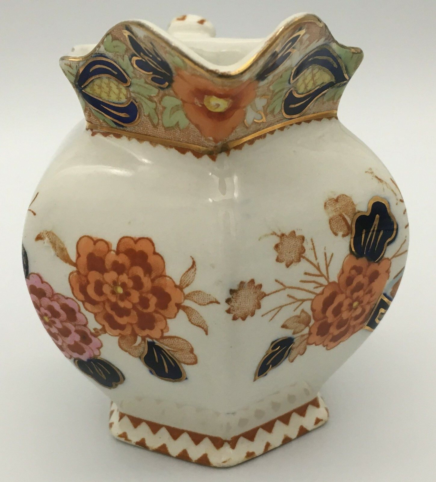 Wood & Sons Wincanton Creamer 4″ Blue Rust Gold Vintage China