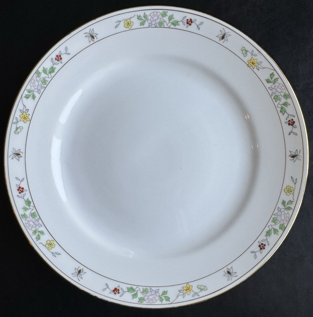 Noritake N1611 Field Japan (4) Dinner Plates Flowers Bees Rare Gold Hand Painted