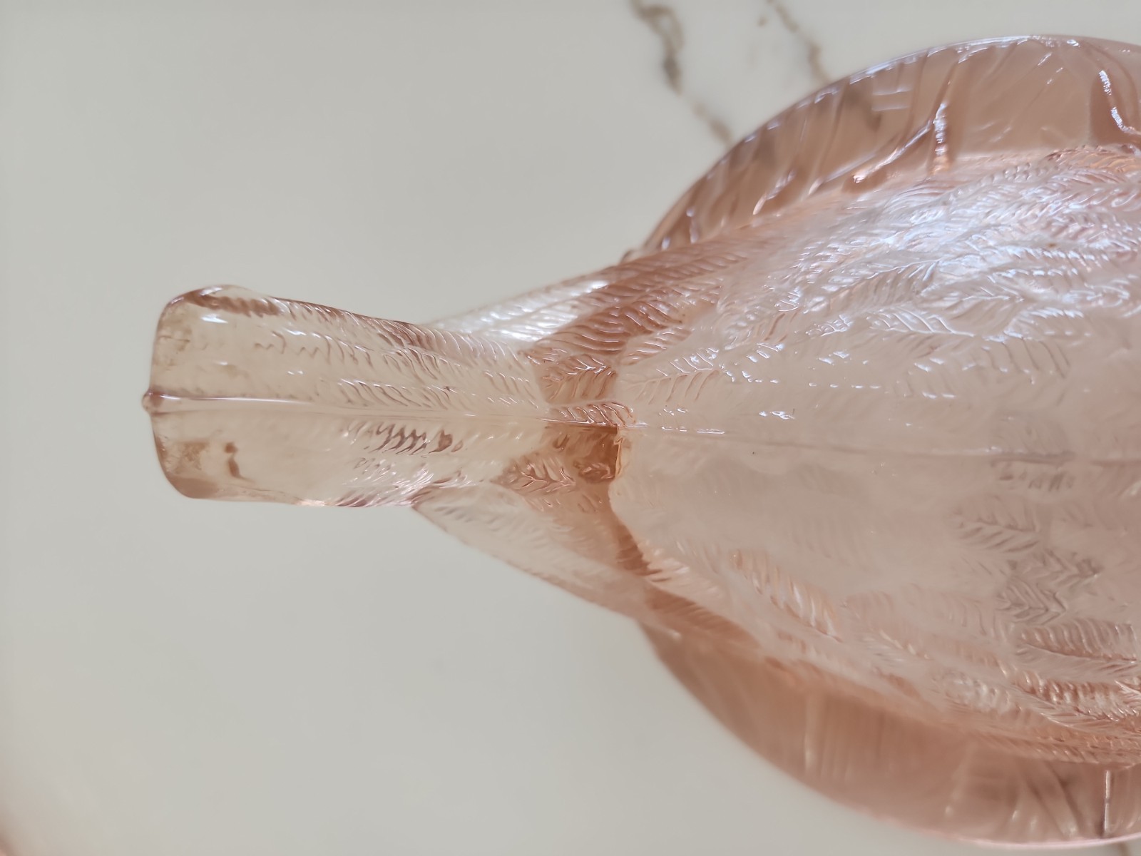 Vintage Hsinchu Glass Co Pink Dove on Nest Covered Candy Dish H Diamond Mark