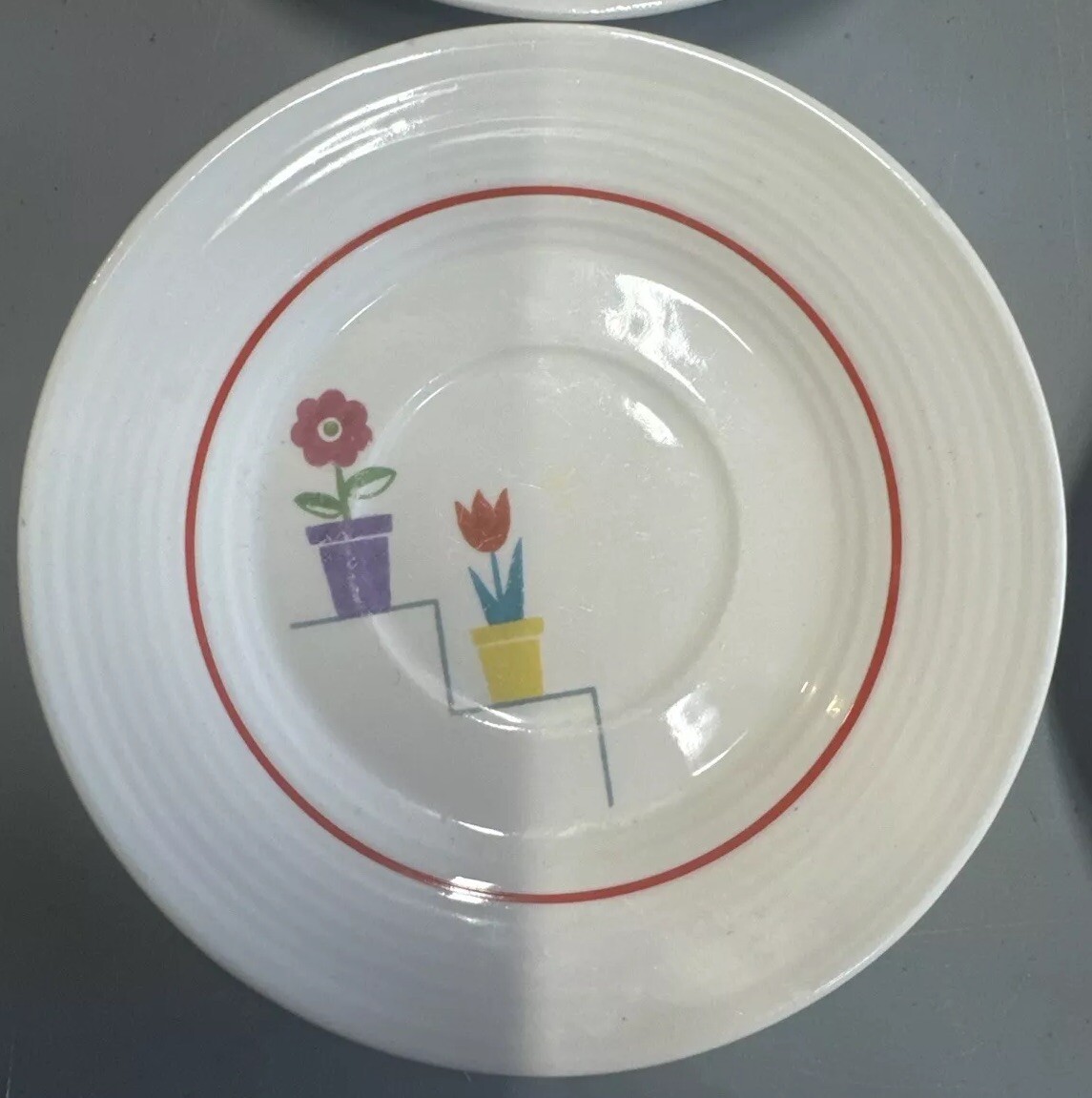 1940s LIMOGES Posey Shop Triumph Ceramic Tea Cup Plates (7)
