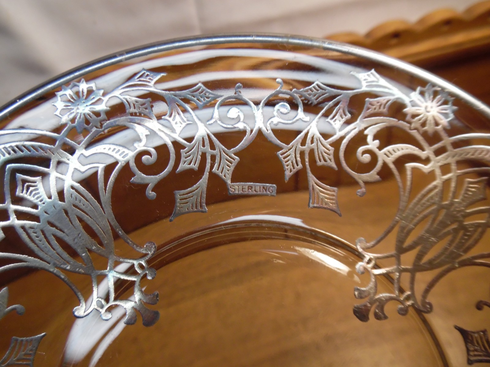 Old Silver Overlay Glass Bread Plate – 6.25 in