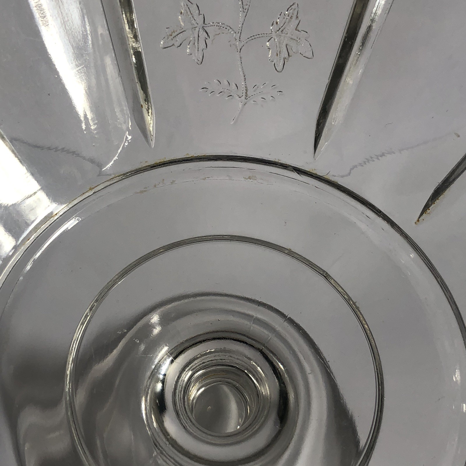 Bryce Higbee Indian Tree Paneled Glass Pedestal Compote 5.5″ EAPG Sprig Pattern