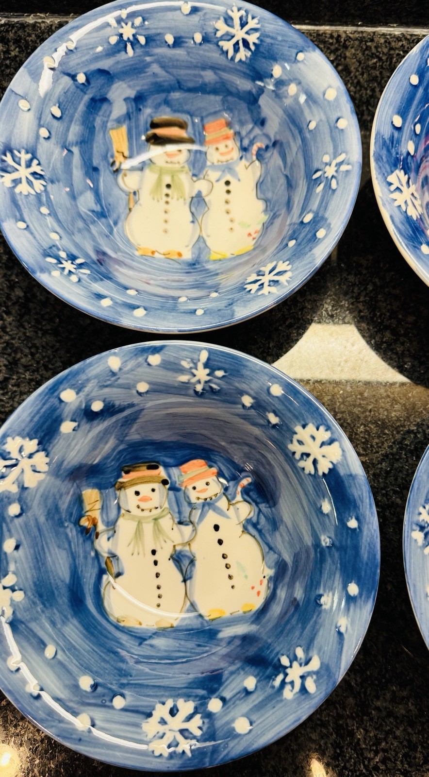 Lot of 6 Tabletops Unlimited Snow Family 7 1/4” Soup Cereal Bowl Christmas 2003