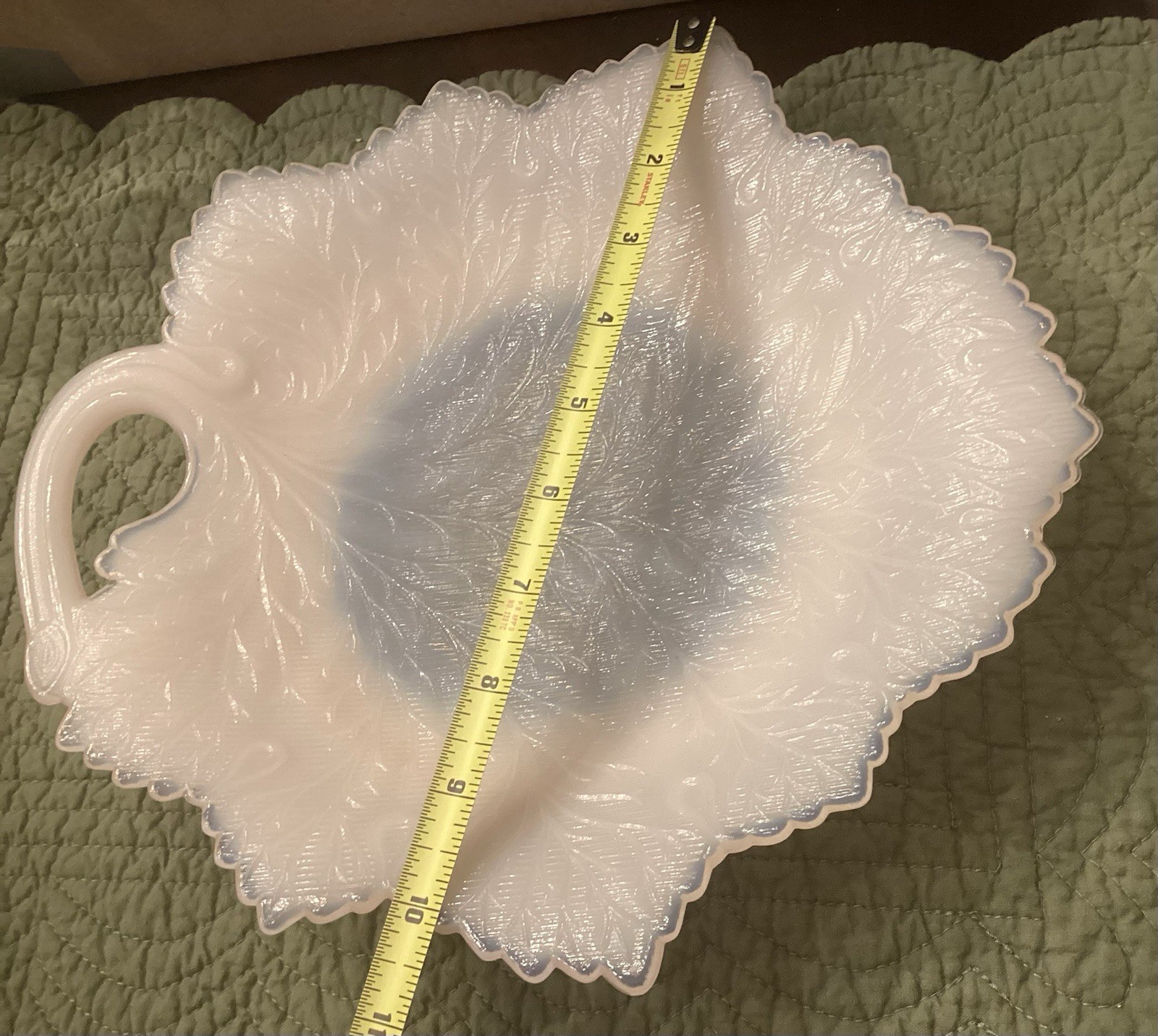 Vintage Fenton 11 Inch Pink Leaf Shaped Dish