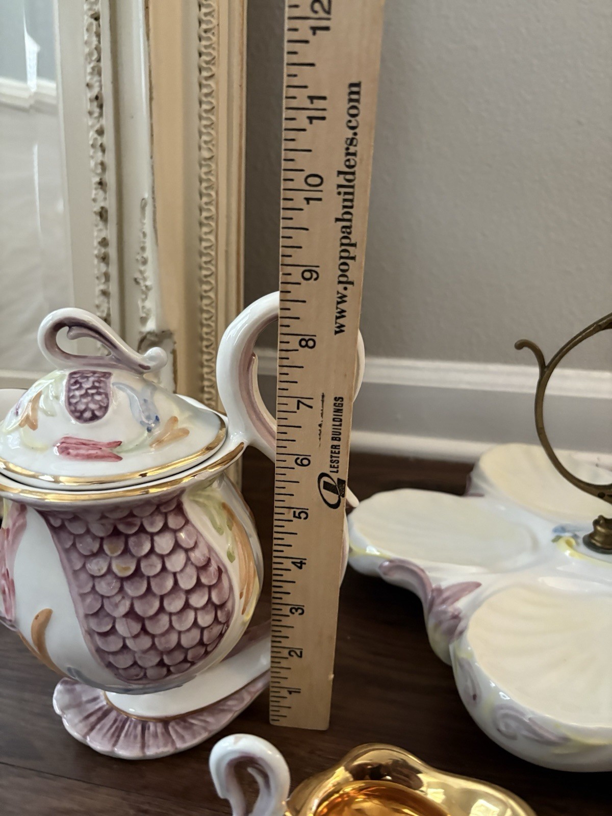 Vintage capodimonte 14 Piece Espresso Or Tea Serving Set On Stand Made In Italy
