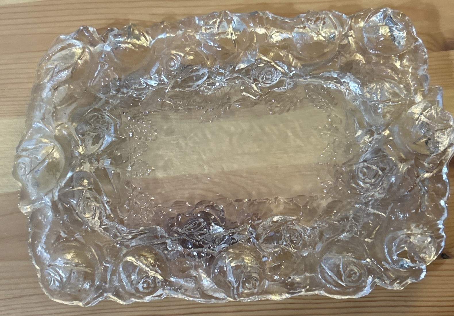Raised Rose Petal Pattern Perimeter Butter Dish~Antique~Stunning!