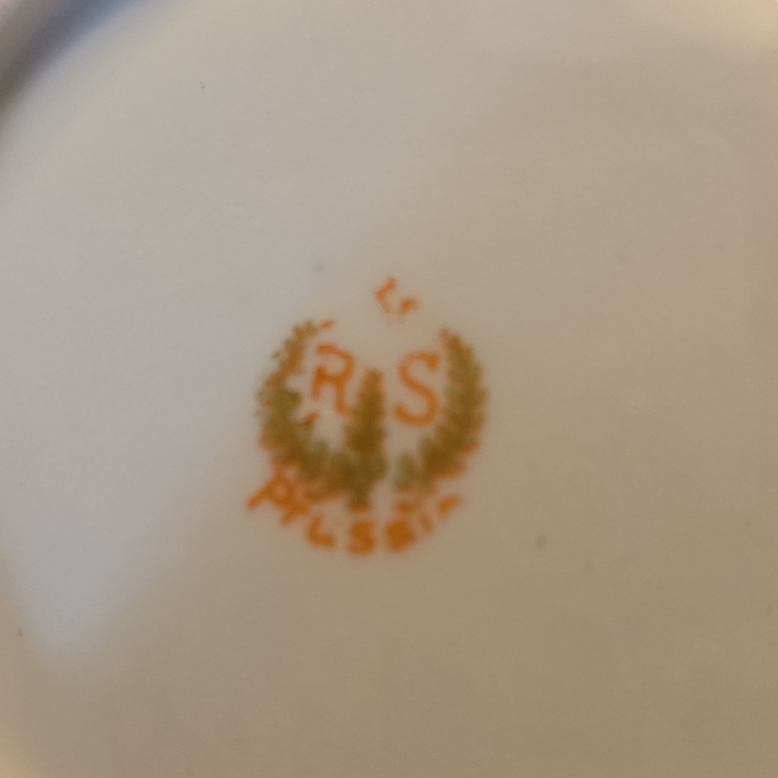 RS Prussia Hand Painted Floral Porcelain Bowls, Scalloped Green White Gold