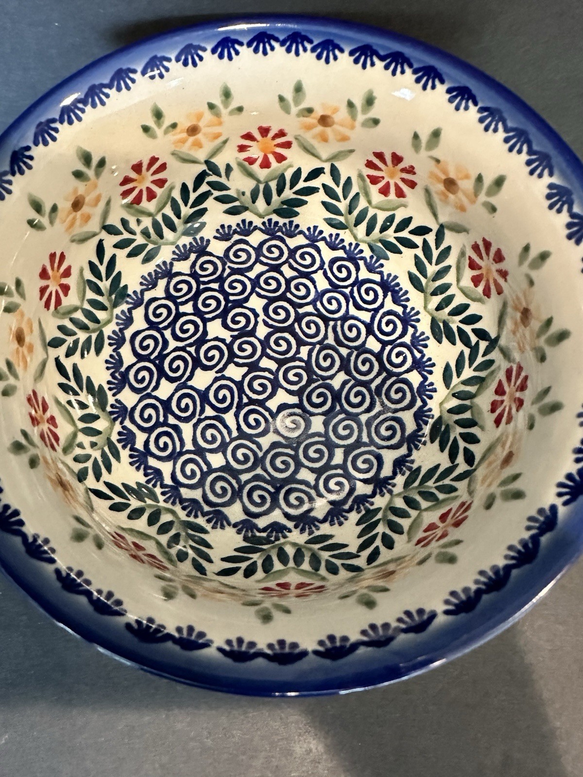 Polish Pottery Bowl Floral Small Serving 6.5” Diameter Made In Poland