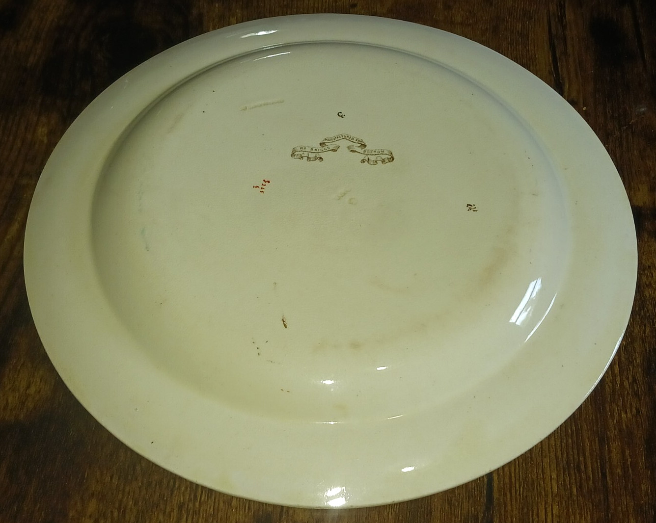 Antique Wedgwood G265 For R Briggs Boston 9.75″ Dinner Plate Rust Blue Gold 1874