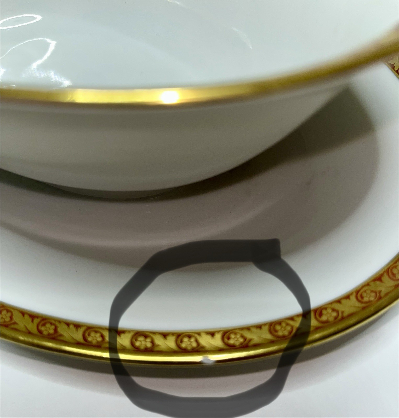 Vintage Tirschenreuth Bavaria The Windsor 8” Bowl w/Saucer White Gold Trim