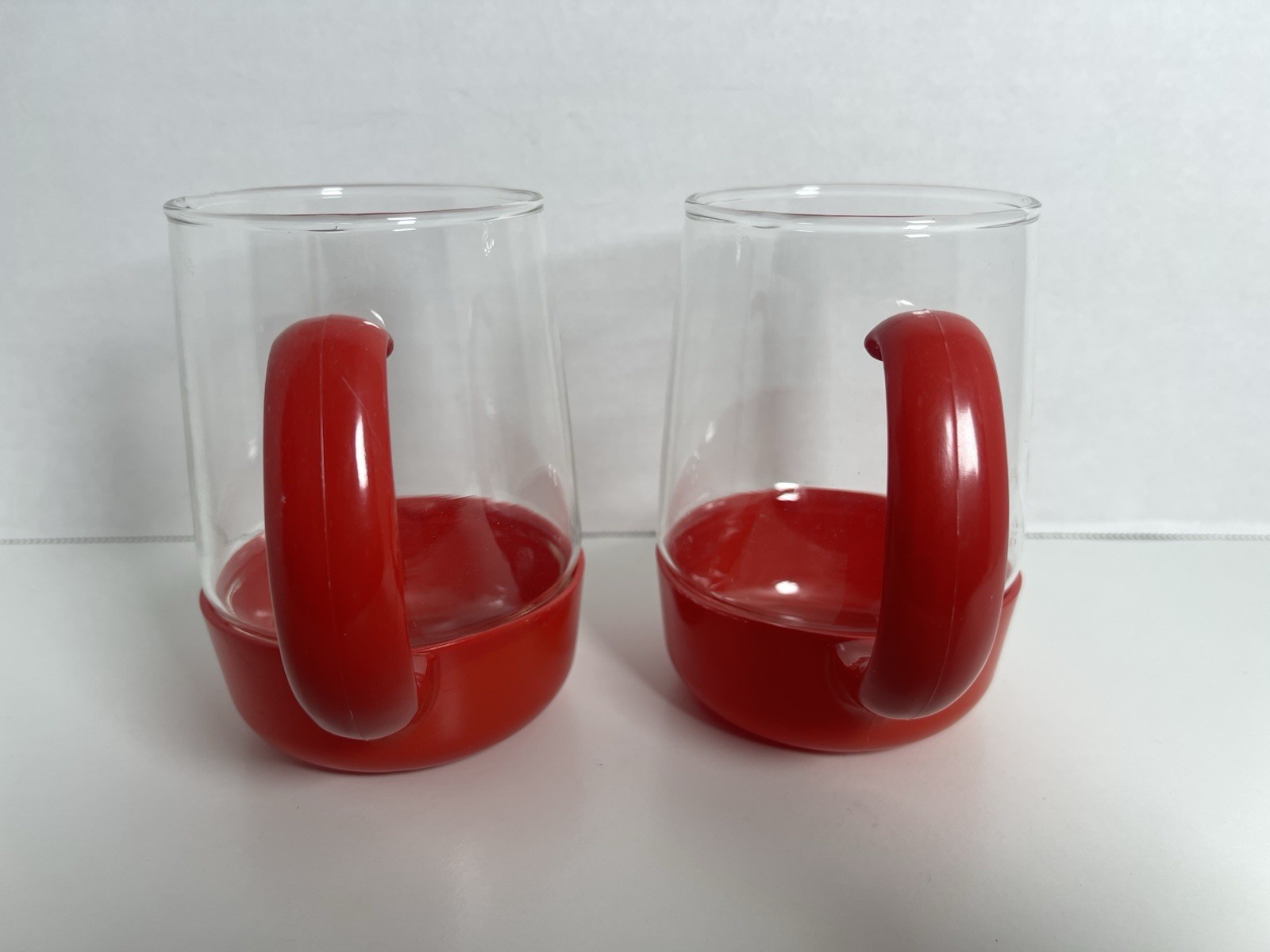 Pyrex Red Snap In Glass Cup Pyrexwear Mid Century Vintage Set Of 2