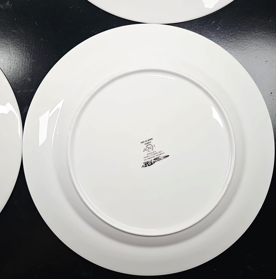 4 Lenox Continental Dining Platinum Dinner Plates Set Elegant Serving Dishes Lot