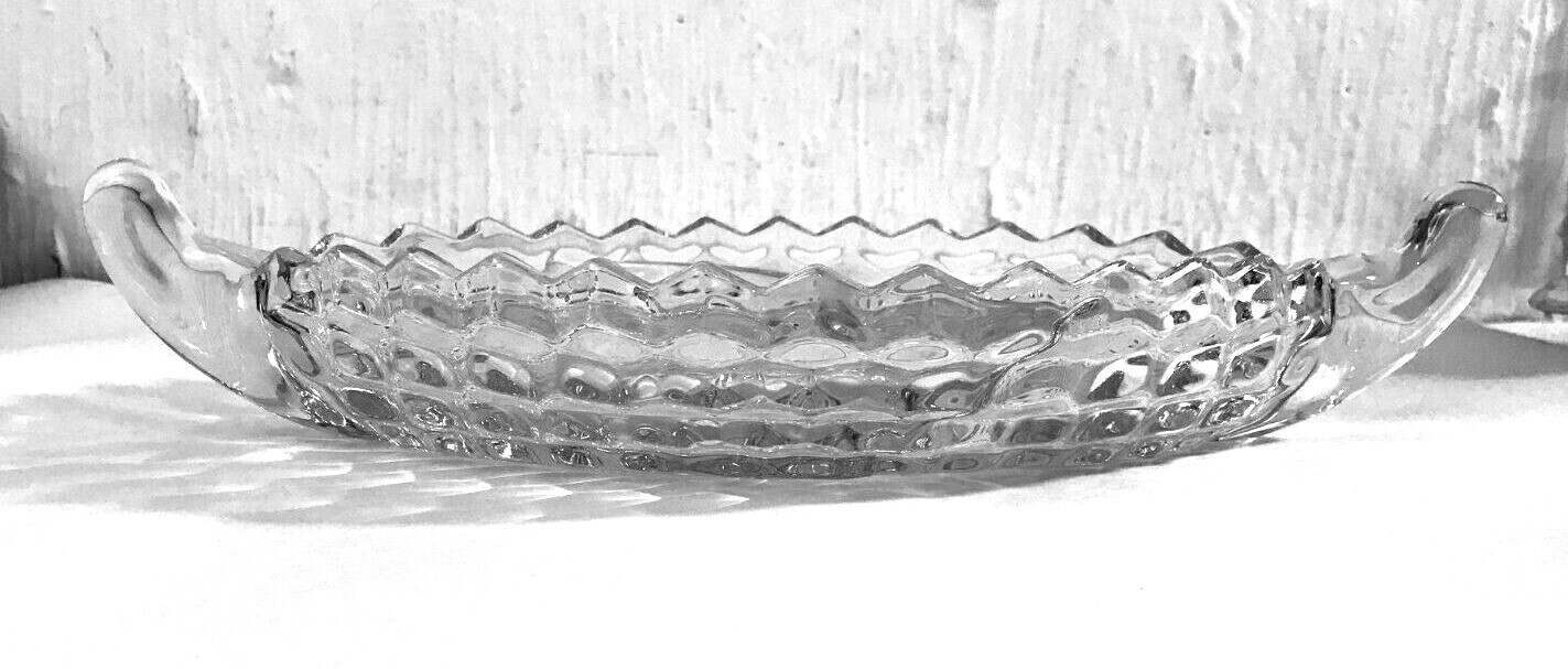 ELEGANT FOSTORIA GLASS, USA: “AMERICAN” OVAL DIVIDED DISH 11-3/4 INCHES LONG