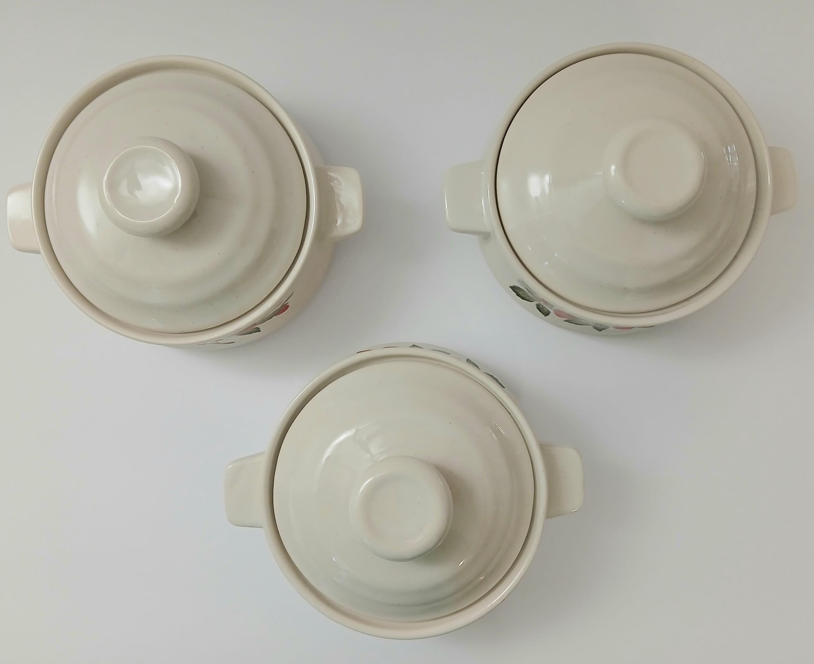 Sheffield Strawberries ‘n Cream Set of 3 Individual Casserole Dishes 1970s Retro