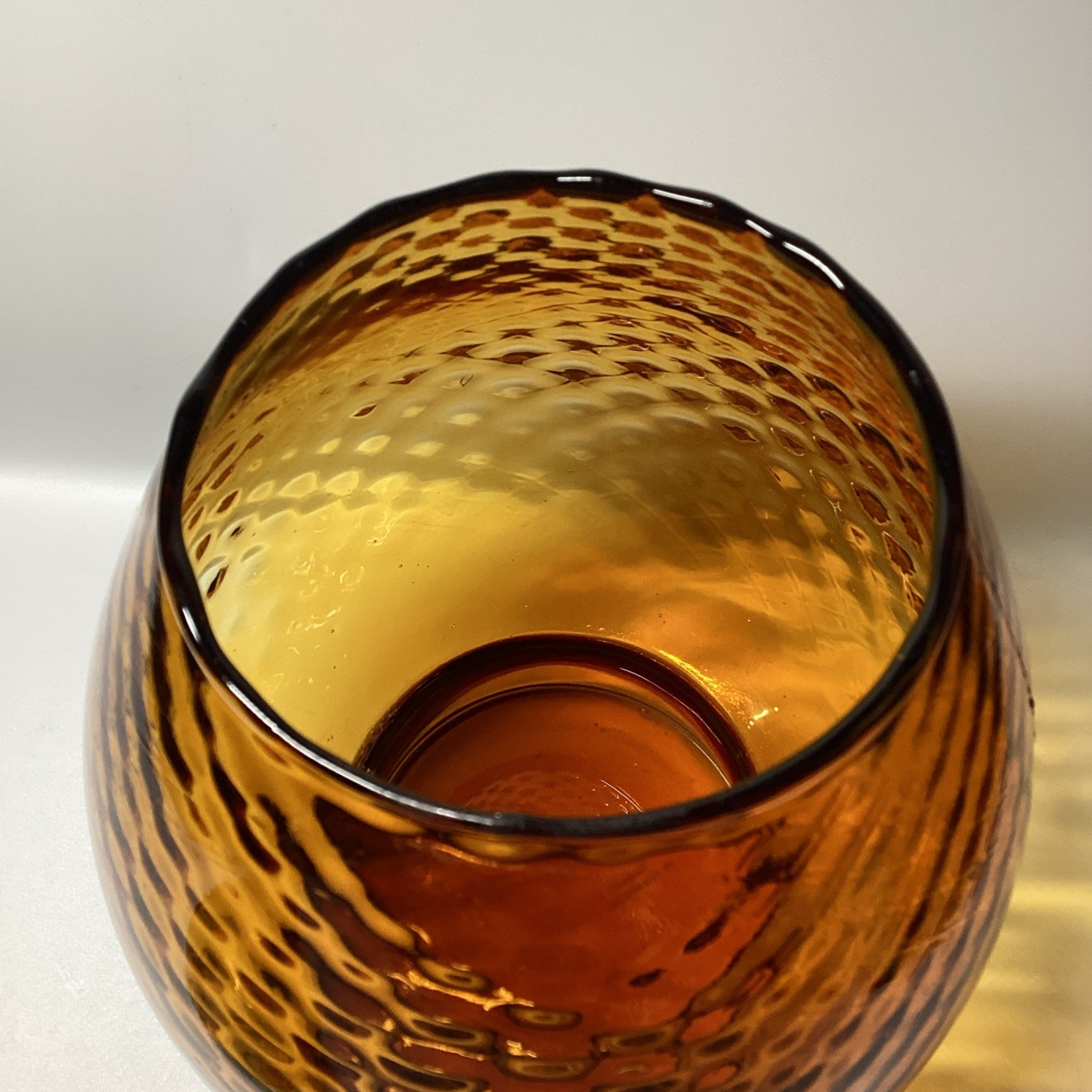Vintage Italian Empoli Amber Glass Apothecary Candy Compote Jar