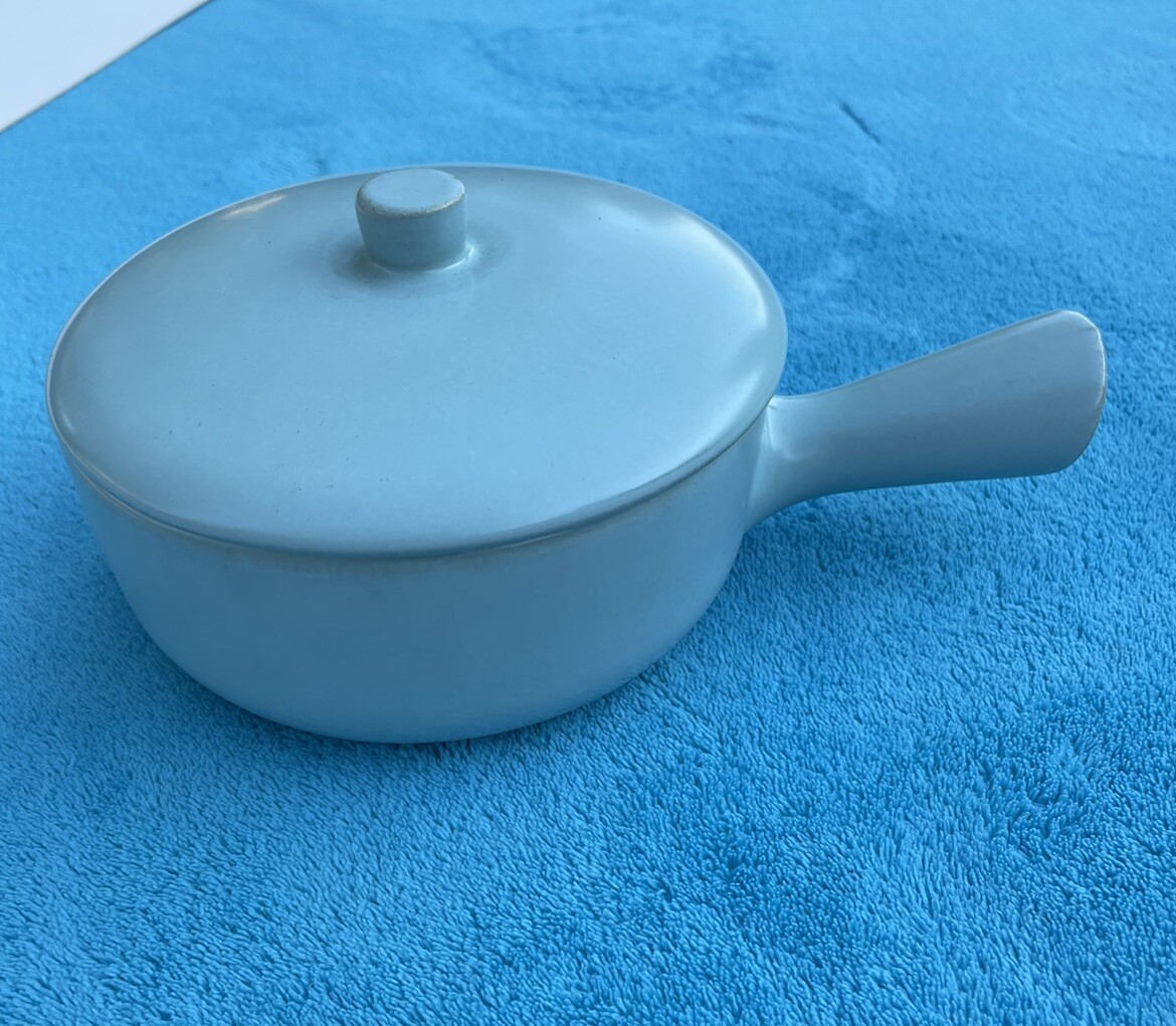 1 La Solana Pottery Aqua Blue w Handle & Lid Dip Chili Soup Bowl Baking Dish